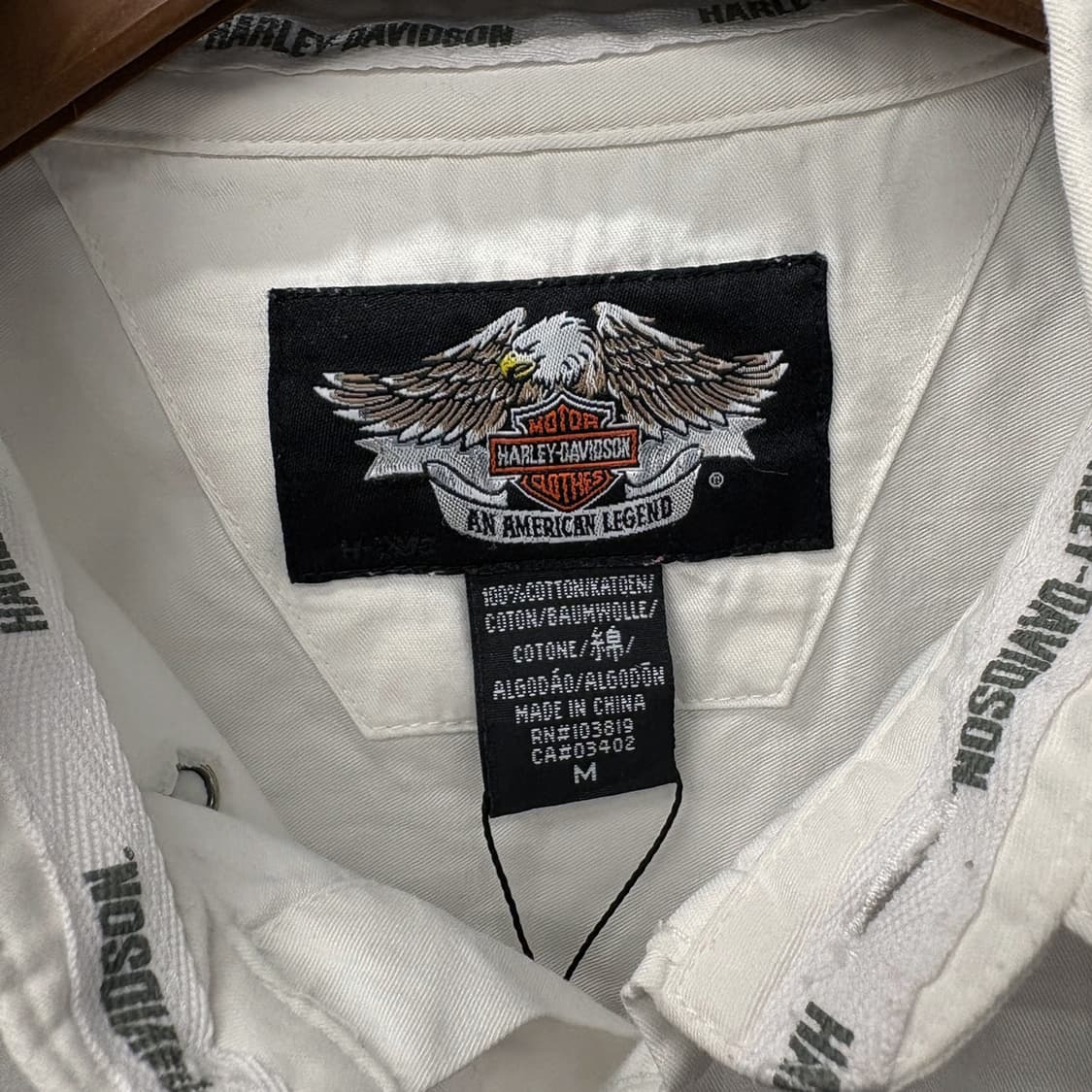00s 할리데이비슨 더블포켓 라이더 셔츠 쉴드 엠브로이드 N733 상품이미지8