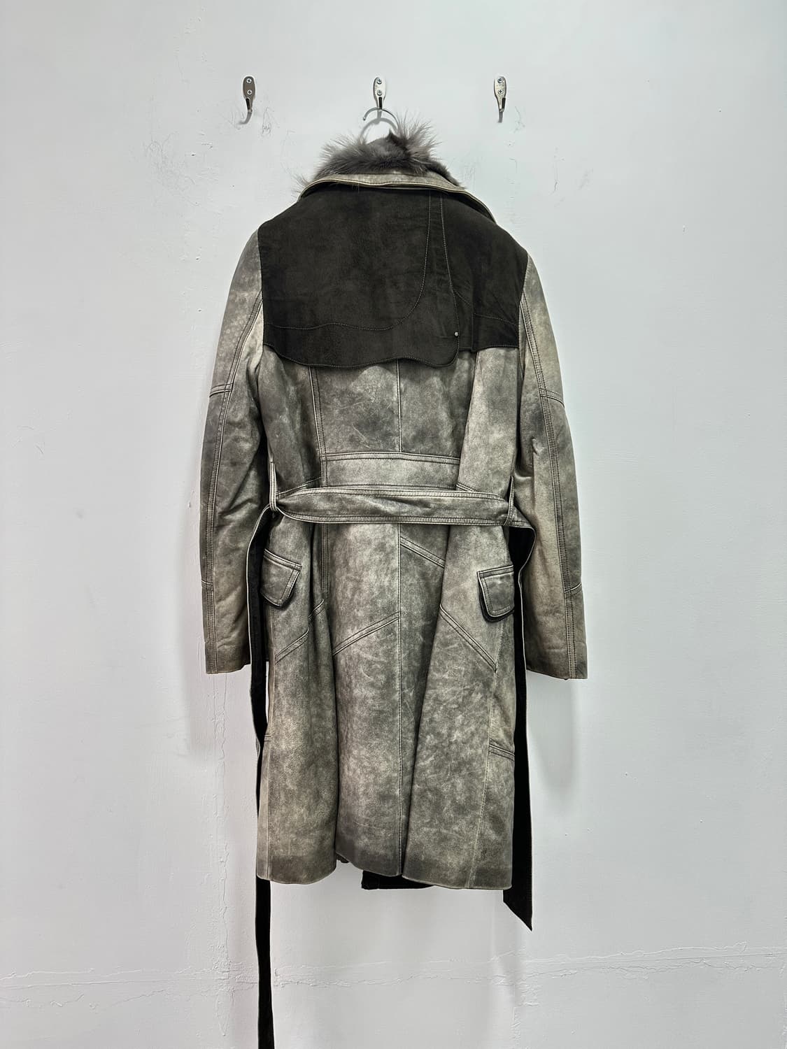 Fox fur trimming leather jacket 상품이미지6