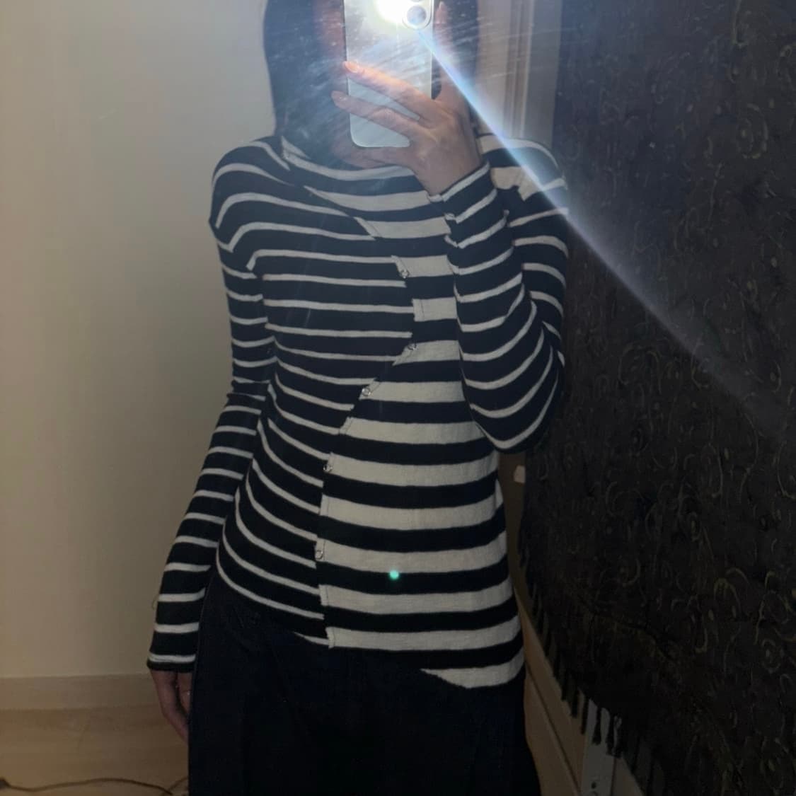 Vintage 갸루 고스펑크 스트라이프 언발 니트 상품이미지1