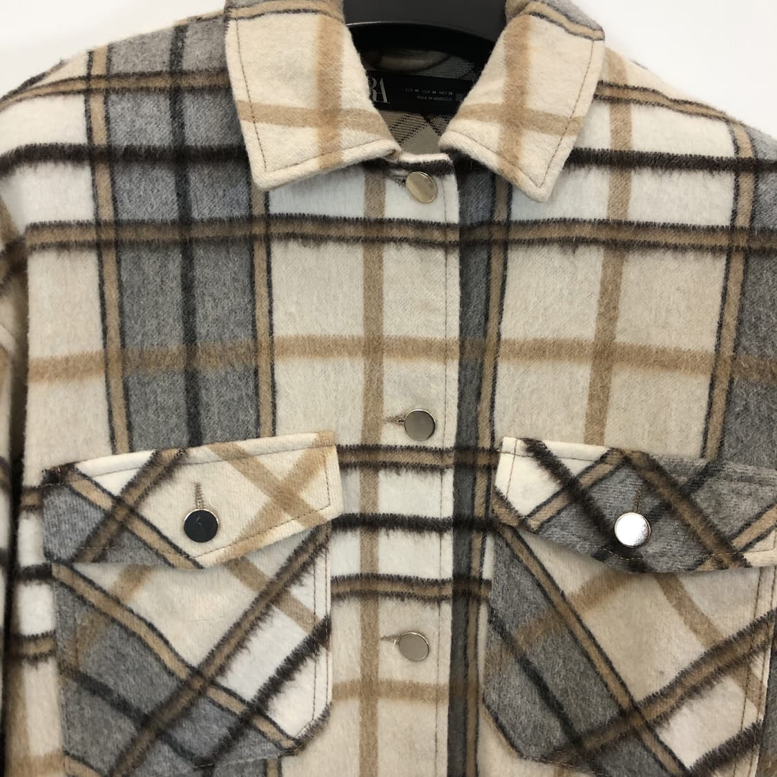 자라 라나울 금장 플레이드 오버셔츠자켓 M 상품이미지2