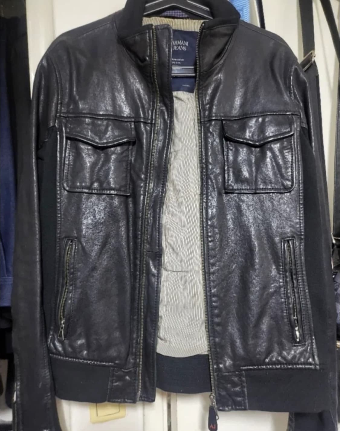 아르마니 진 블랙 가죽 자켓95 상품이미지1