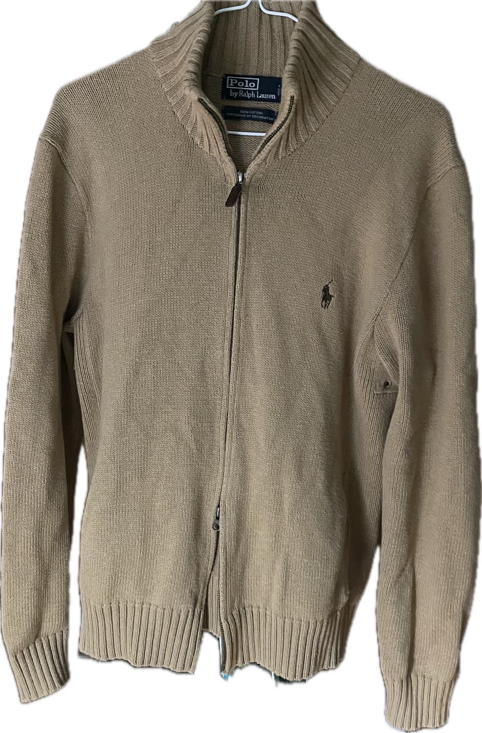 폴로 투웨이 베이지 니트 집업 상품이미지3