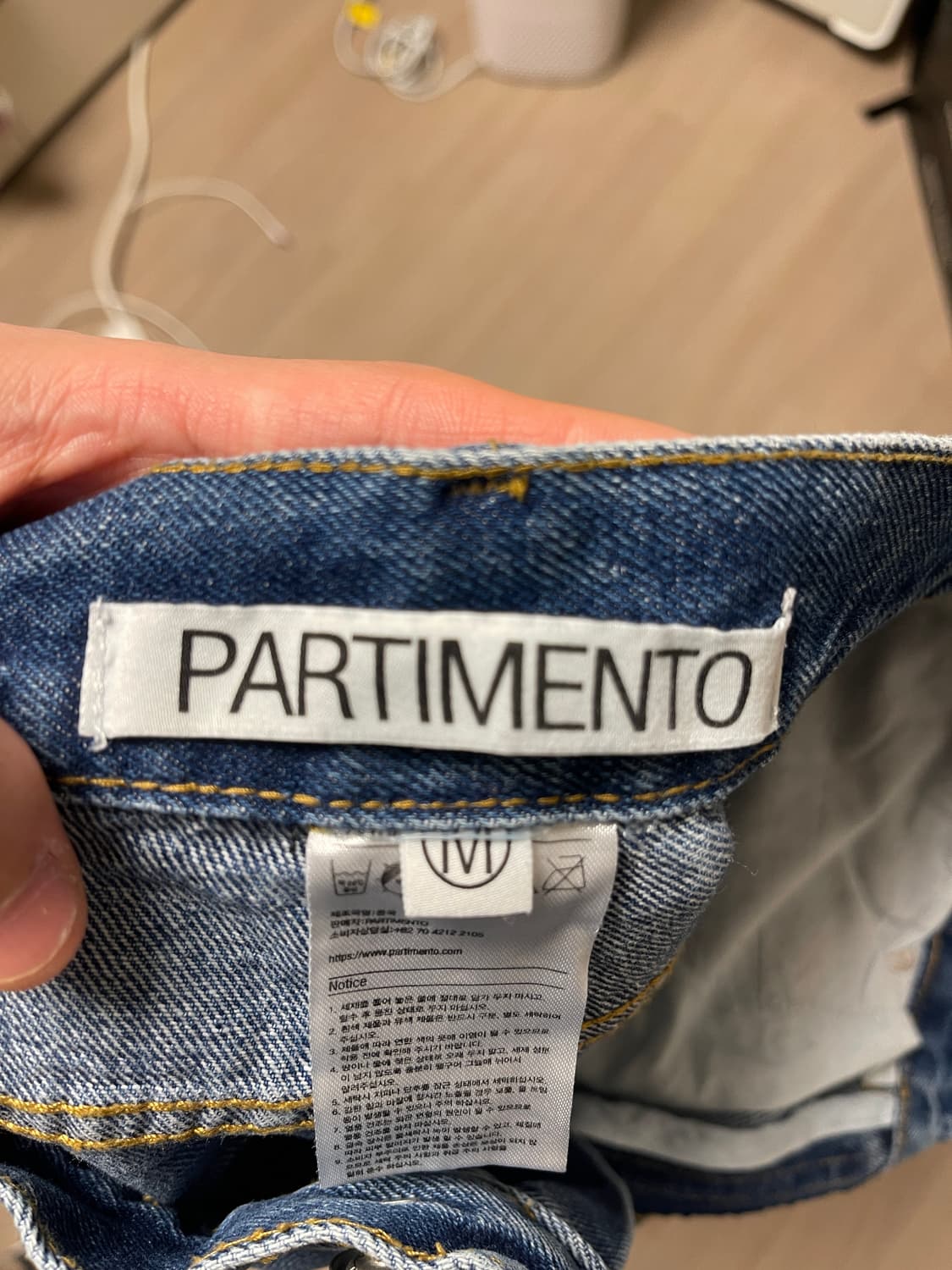 파르티멘토 컷아웃 와이드 데님 쇼츠 딥 블루 상품이미지2