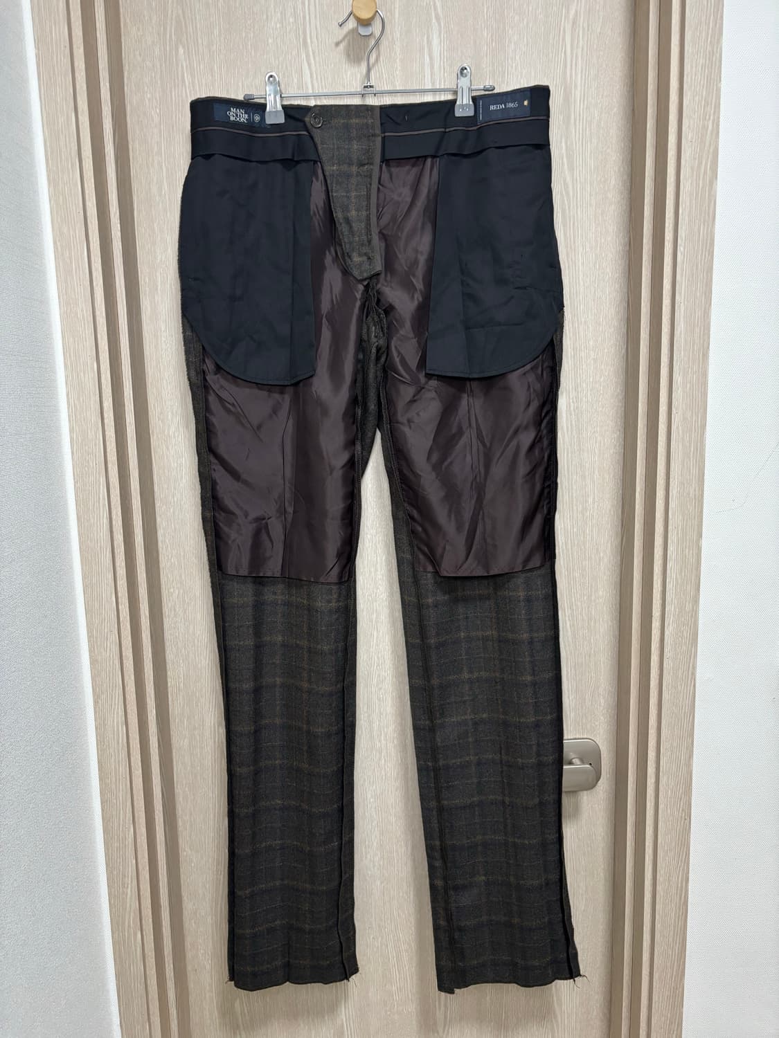 새상품)맨온더분 REDA 플란넬 체크 울팬츠50(34")/다크브라운 상품이미지4