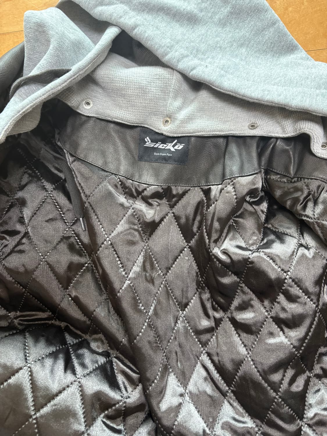 Sicko born from pain 페이디드 레더 후디 자켓 XL 상품이미지3