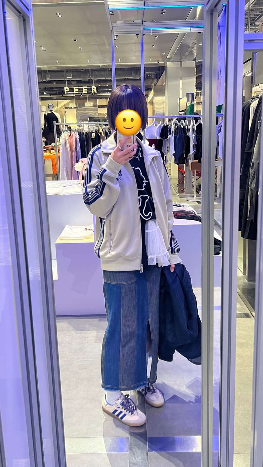 니들스 x TW 트랙 자켓 베이지 네이비 (m) - 착샷 O 상품이미지1