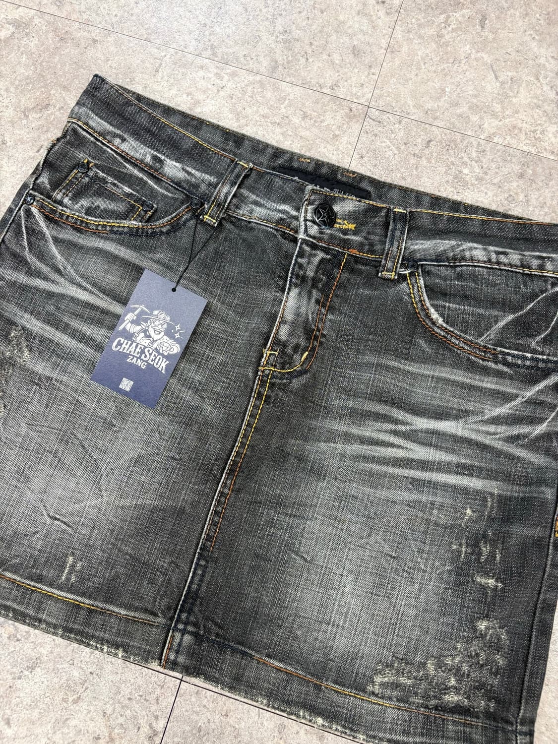 vipbulzip denim 흑청 스티치 스커트 #csz398 상품이미지2