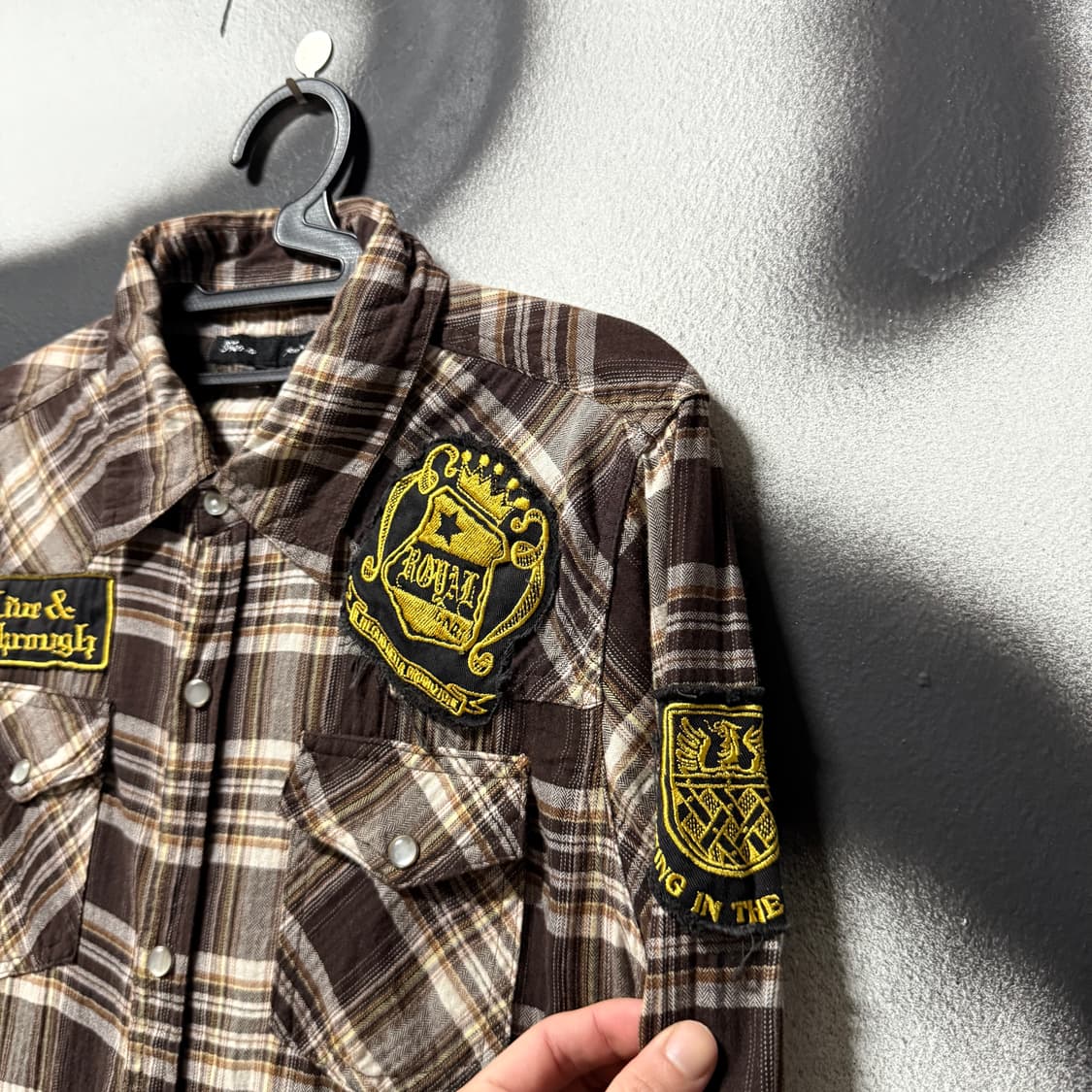 VTG 빈티지 멀티 패치 타탄 체크 더블포켓 긴팔 셔츠 상품이미지4