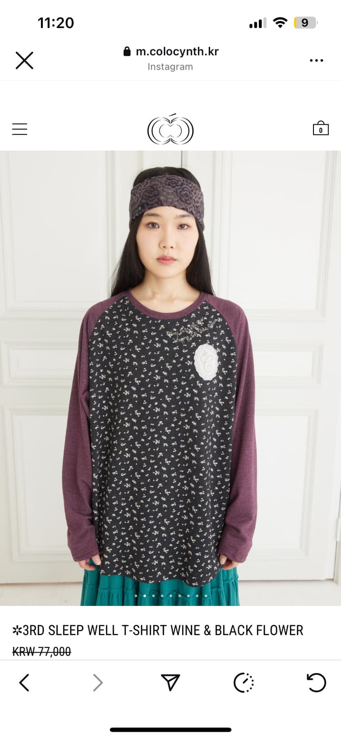 SLEEP WELL T-SHIRT WINE & BLACK FLOWER 상품이미지1