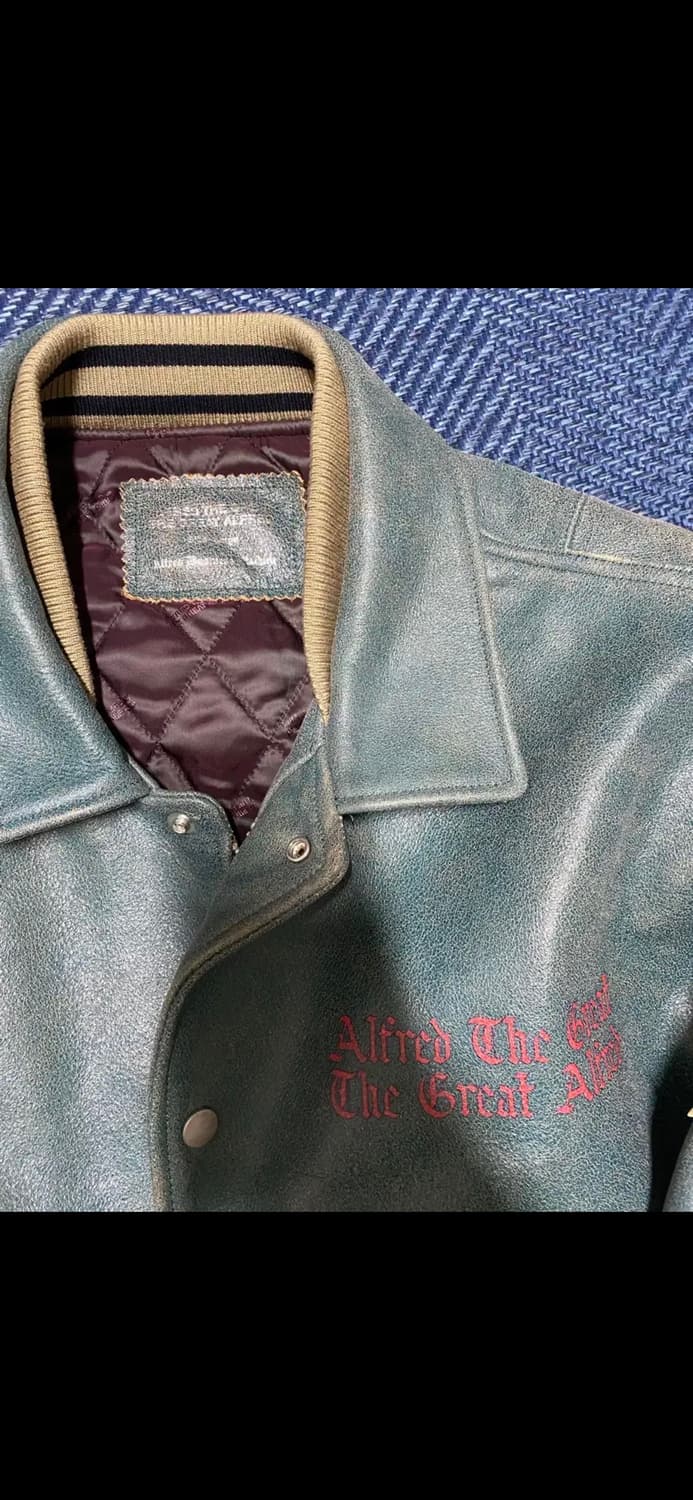 헤리티지플로스 알프레드 레더 바시티자켓 m 그린 상품이미지2