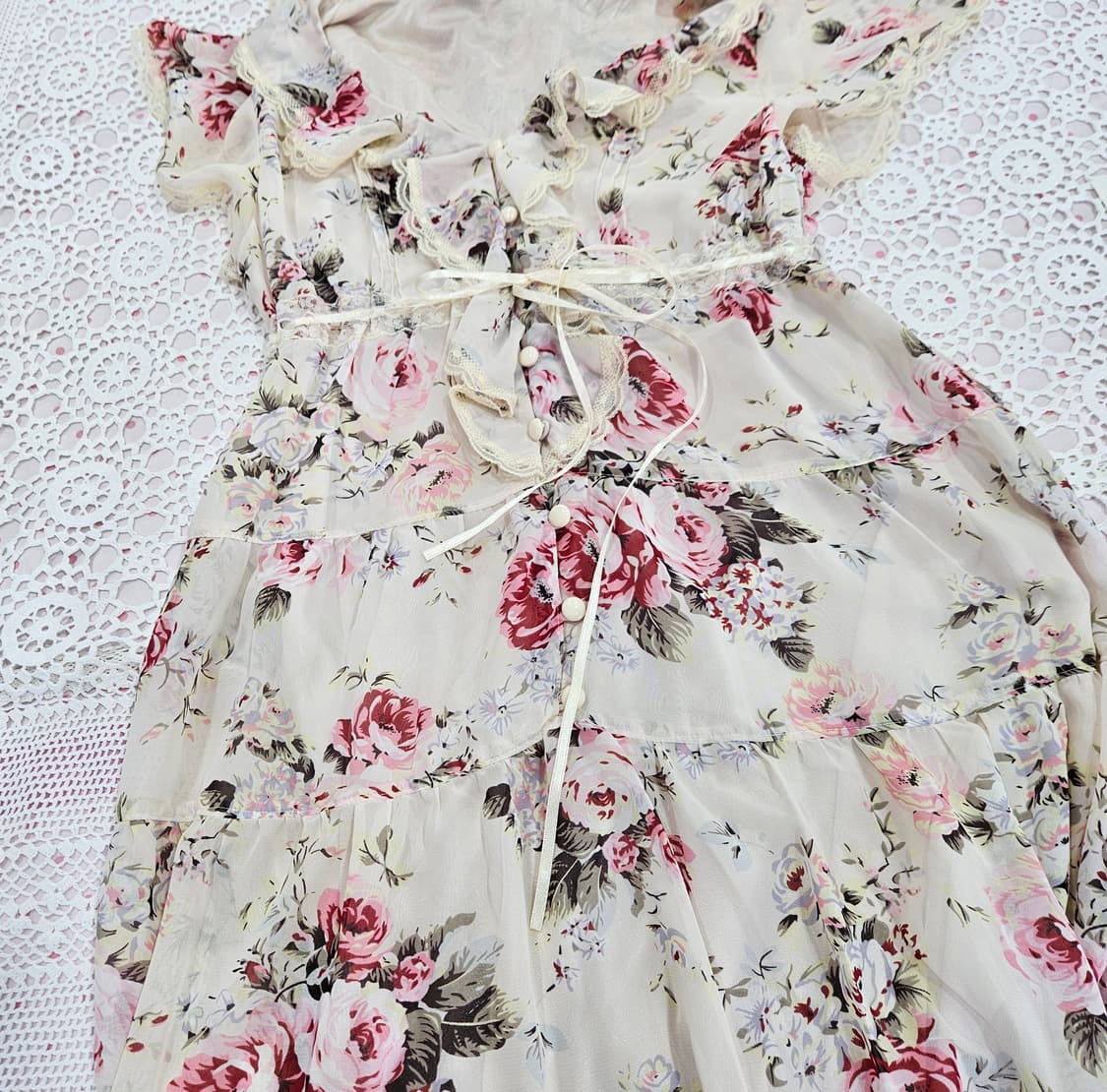 로즈 플라워 쉬폰 원피스 상품이미지7