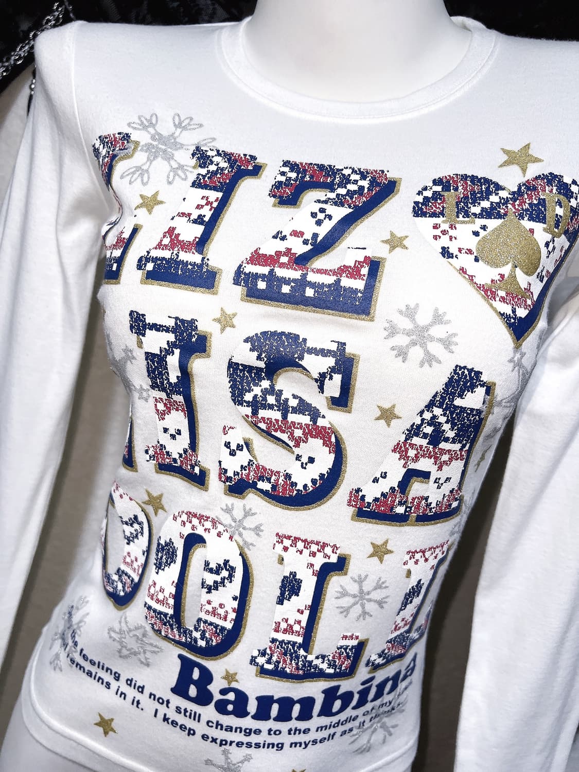 리즈리사돌 헤이세이 키치 갸루 레터링 글리터 프린팅 긴팔탑 핀터 펑크 상품이미지6