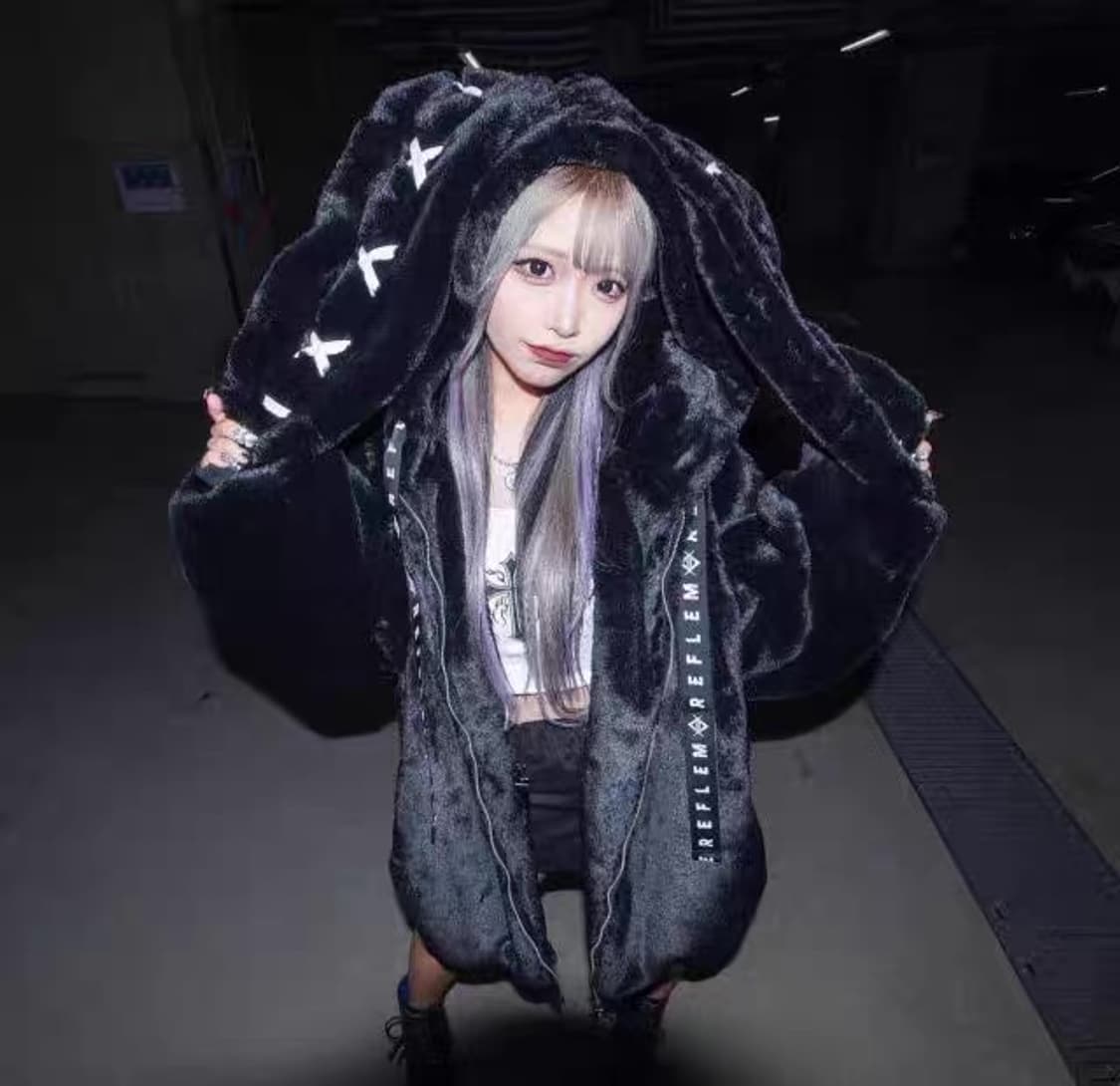 Reflem 레플렘 우사미미 퍼 파카 지뢰계 양지뢰 서브컬쳐 상품이미지1