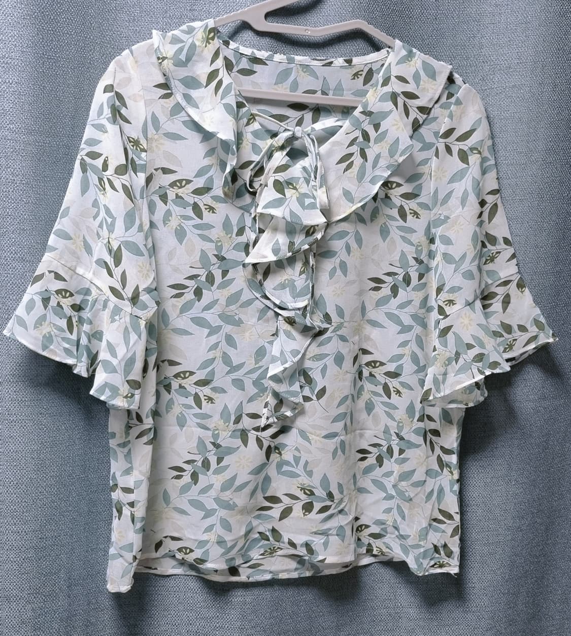 리본넥 플라워 블라우스(핑크/그린) 상품이미지7