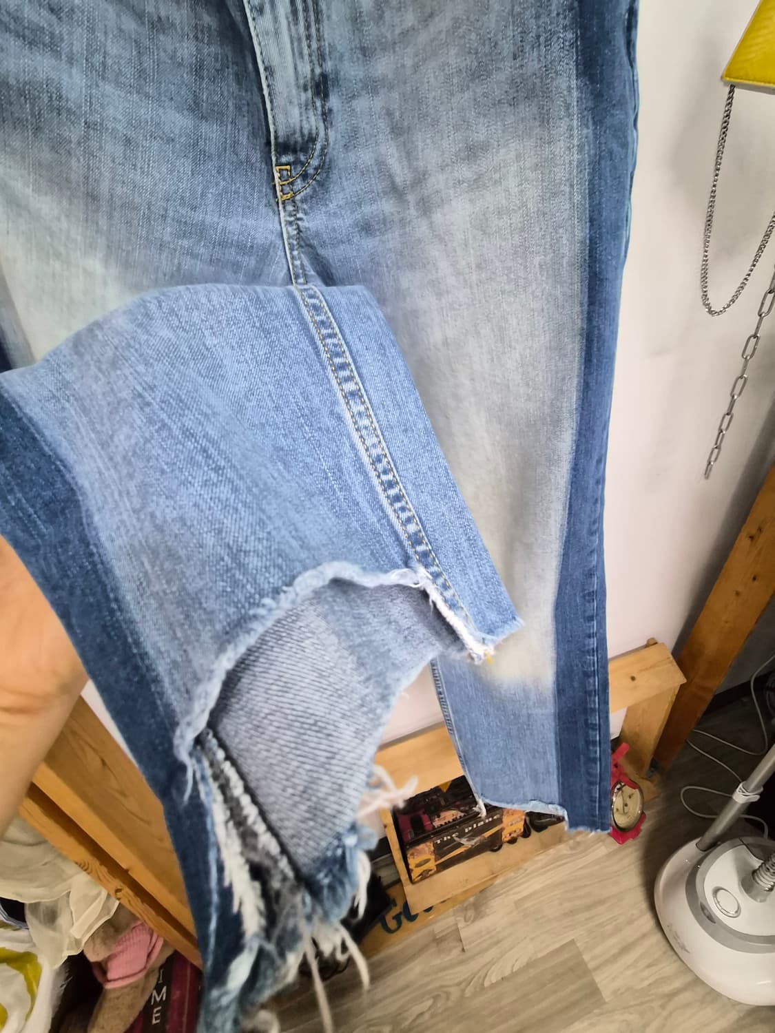 디자이너 소프트 스판프릴 맨투맨. 자라 투톤 데님 상품이미지8