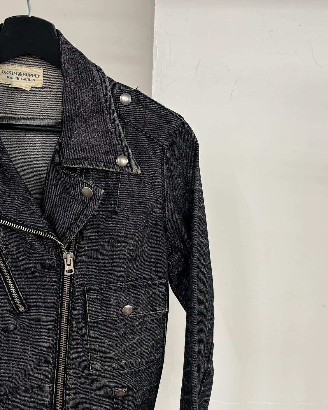 데님앤서플라이 랄프로렌 블랙 데님 바이커 자켓 상품이미지4
