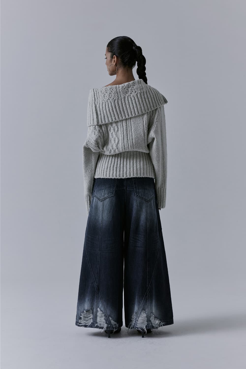 트리밍버드 투웨이 오프숄더 니트 집업 상품이미지3