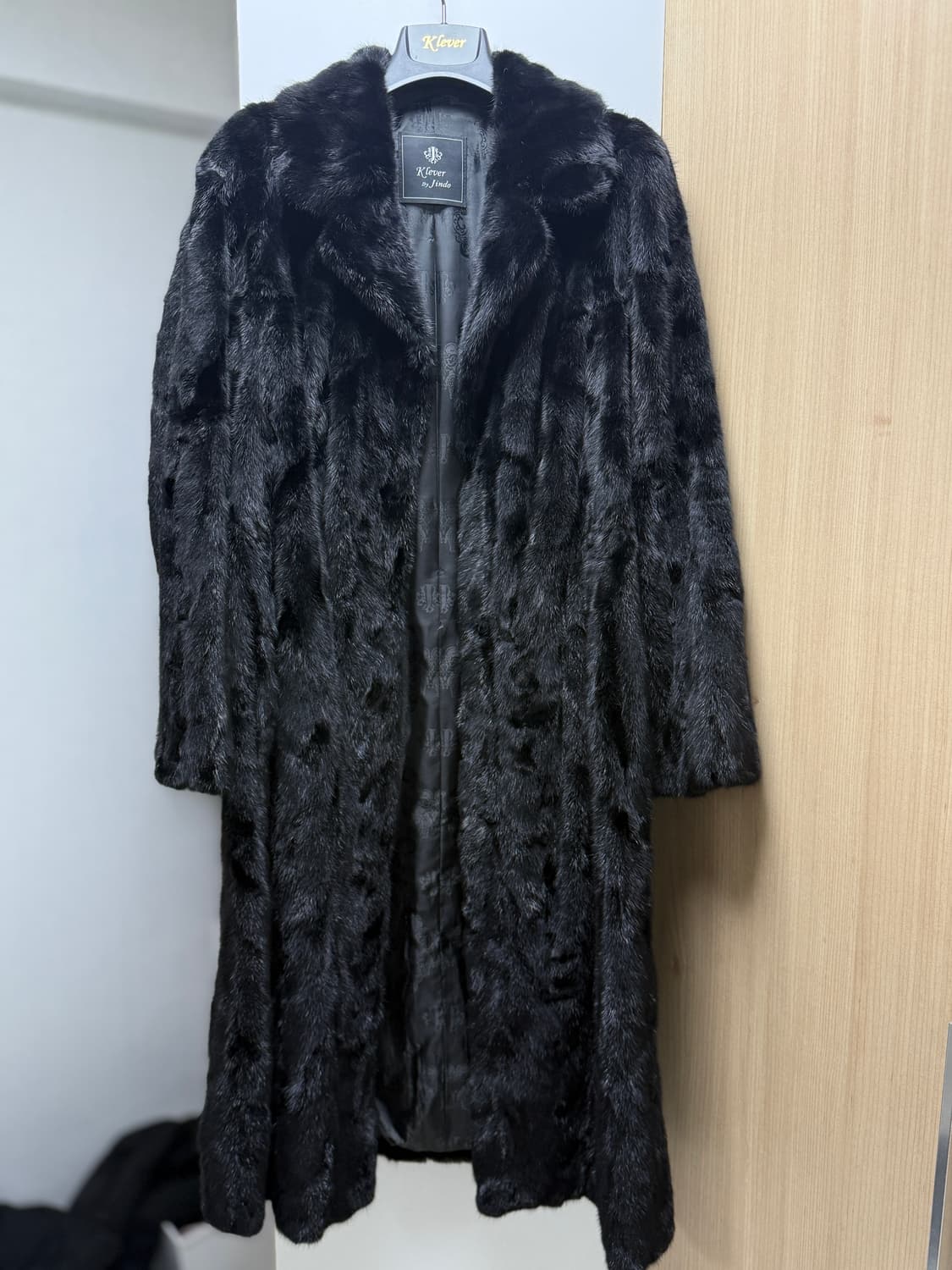 진도끌레베 밍크 테일러드 카라 롱코트  상품이미지1