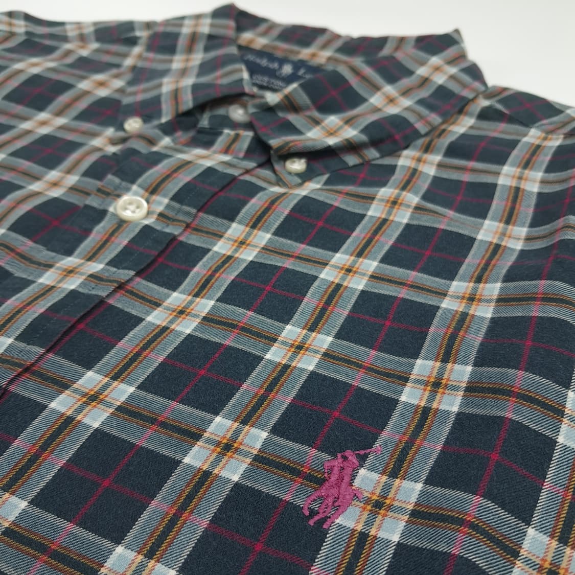 Co849 XL 폴로 랄프로렌 네이비 타탄체크 긴팔 셔츠 남방 상품이미지5