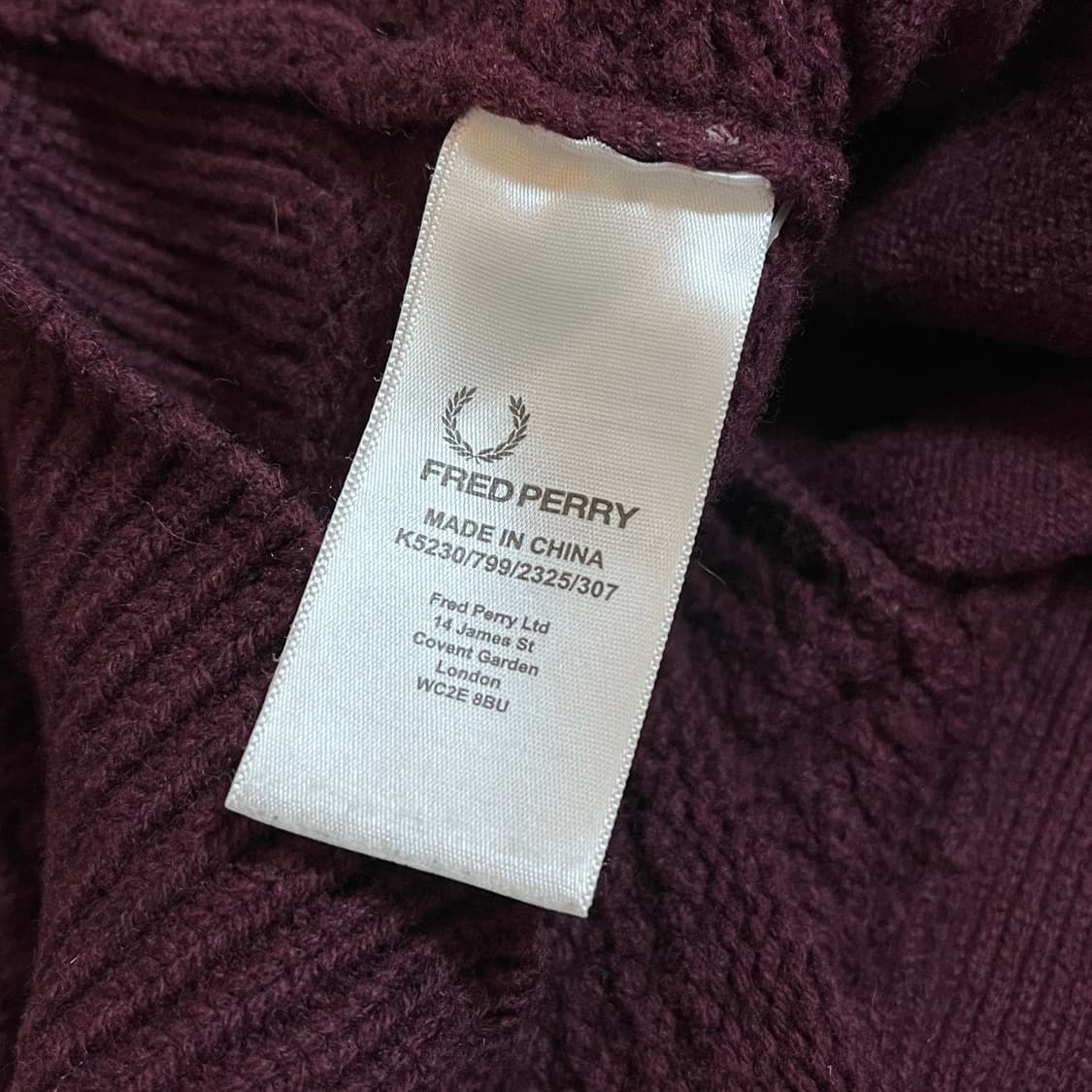 [정품] 프레드페리 버건디 짜임 두툼 울 가디건[ M ] 상품이미지4