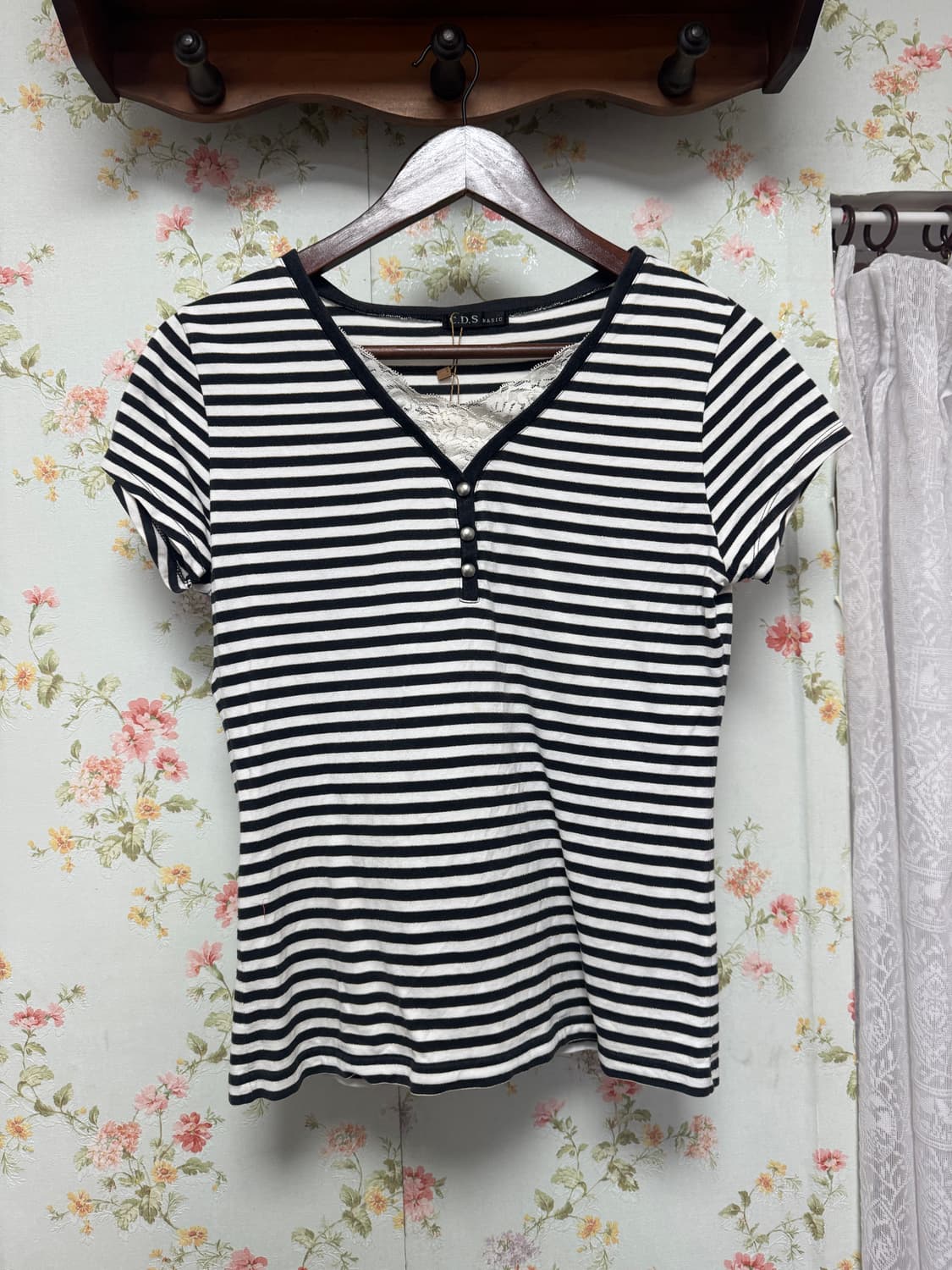 스트라이프 레이어드 반팔티셔츠 상품이미지1