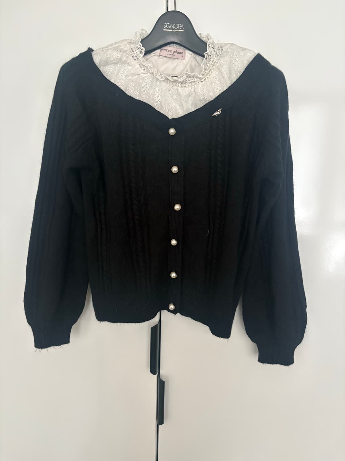 메조피아노 니트 가디건 레이스 m 공겜여주 상품이미지1