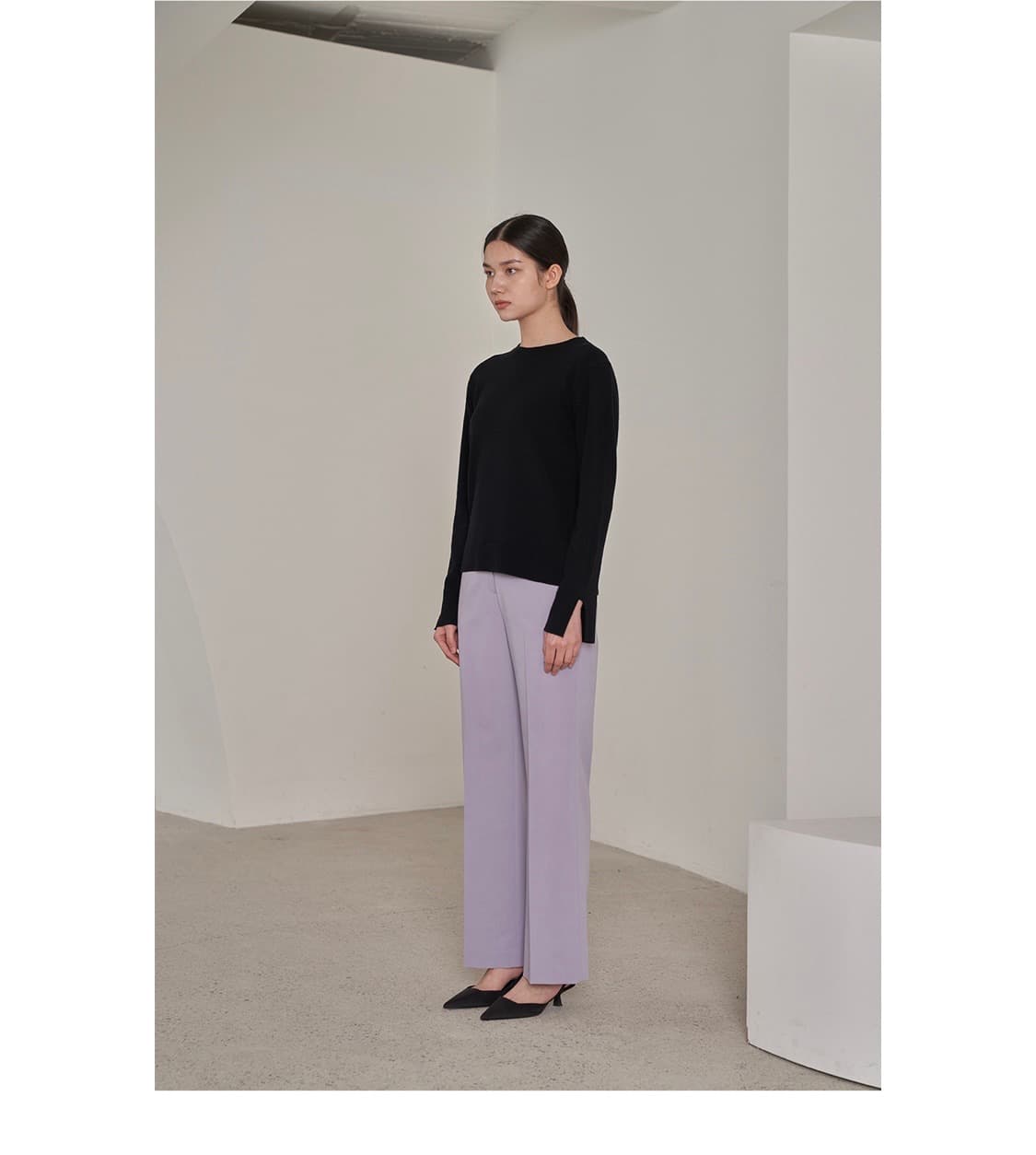 서브셋 프리미엄 라운드넥 울캐시 니트 블랙 새상품 상품이미지2