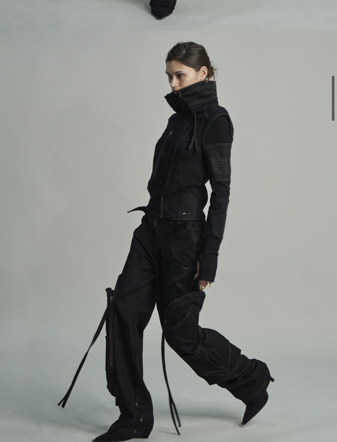 키묘 아크라인 윙 포켓 팬츠 블랙 데님 상품이미지3