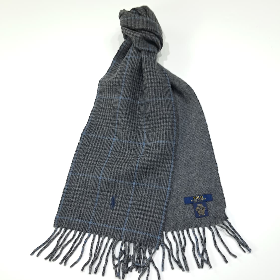 MX626 폴로 90s 이태리판 울 글렌체크 양면 그레이 머플러 목도리 상품이미지2