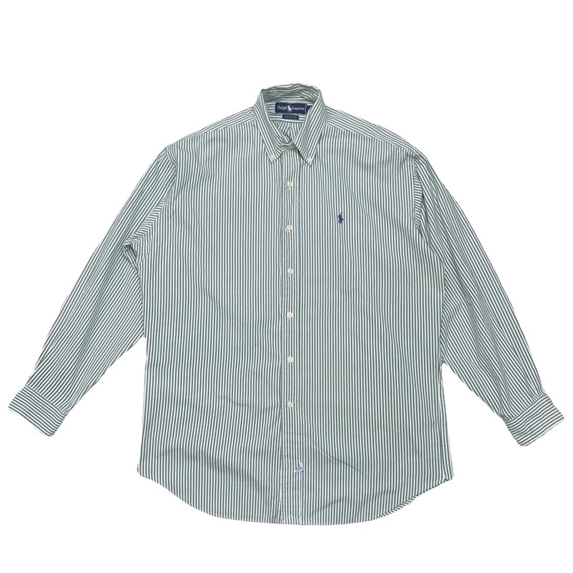 POLO BY RALPH LAUREN 스트라이프 그린+화이트 셔츠 M 상품이미지1