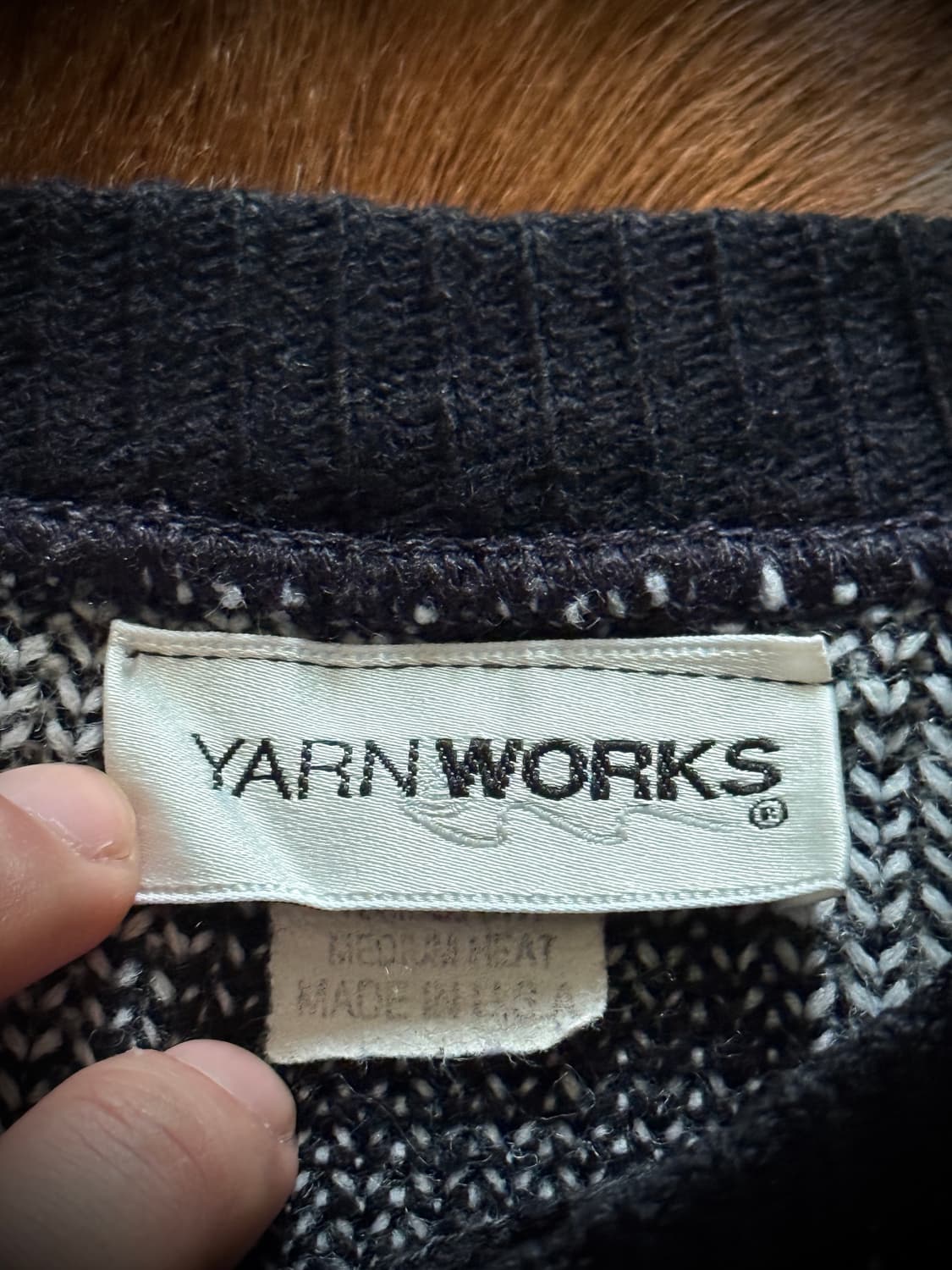 90s USA Yarn Works 아가일 체커 니트 스웨터 상품이미지9