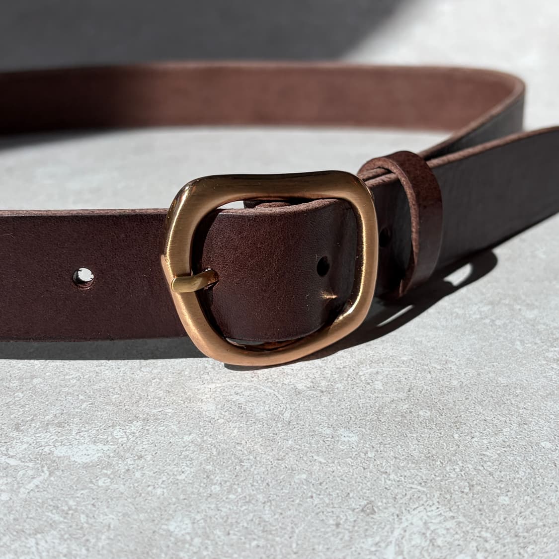 Oribell 커브드 24k 골드플레이트 버클 볼드 베지터블 소가죽 벨트 상품이미지5