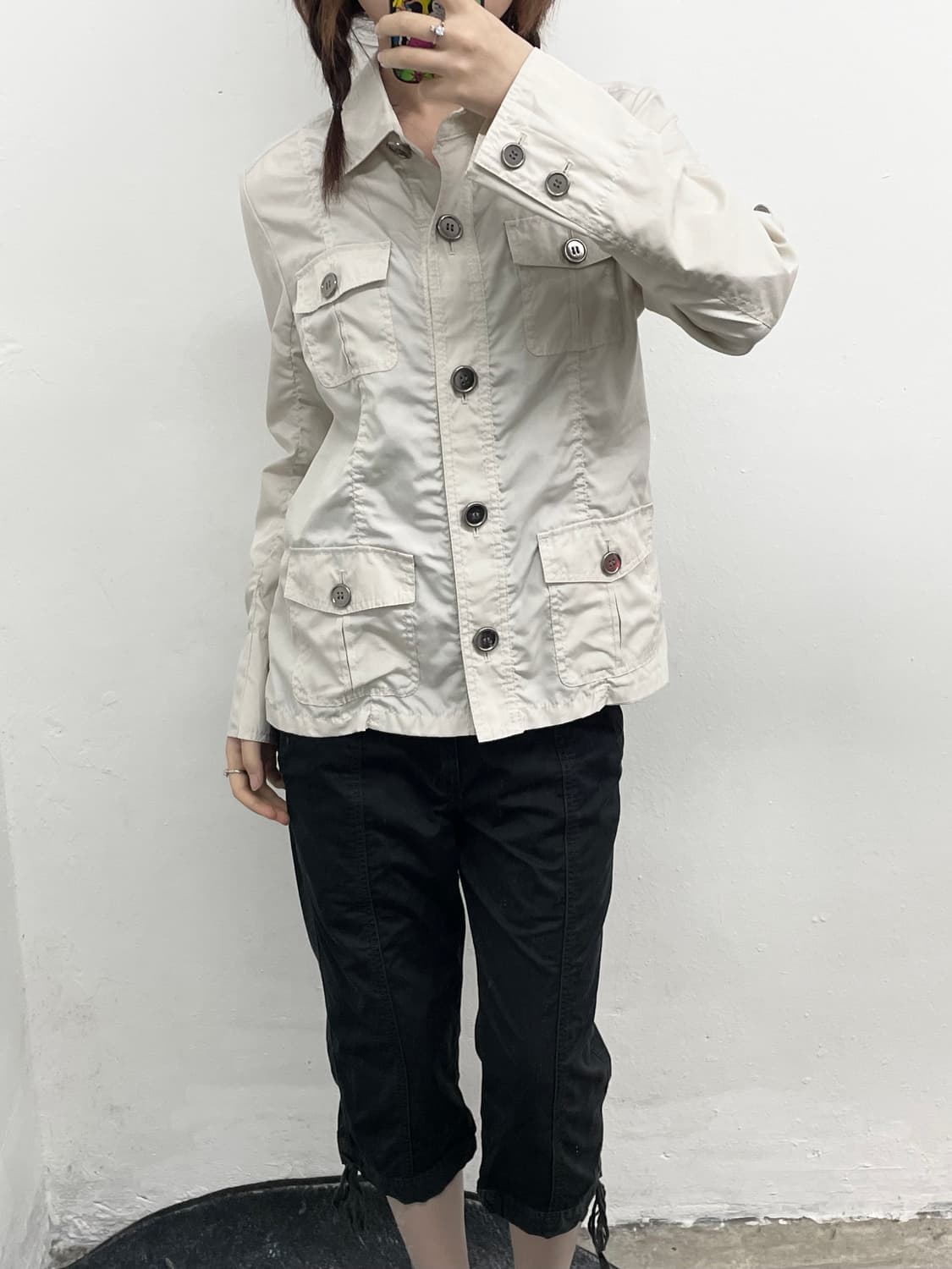 베이지 셔링 버튼 자켓  상품이미지2