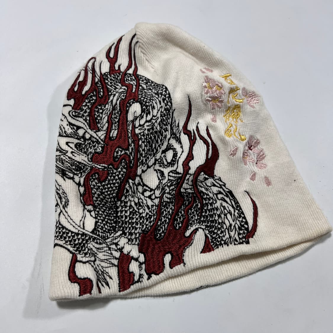 JP 재팬 오리엔탈 용프린팅 자수 화이트비니(OS) 상품이미지2