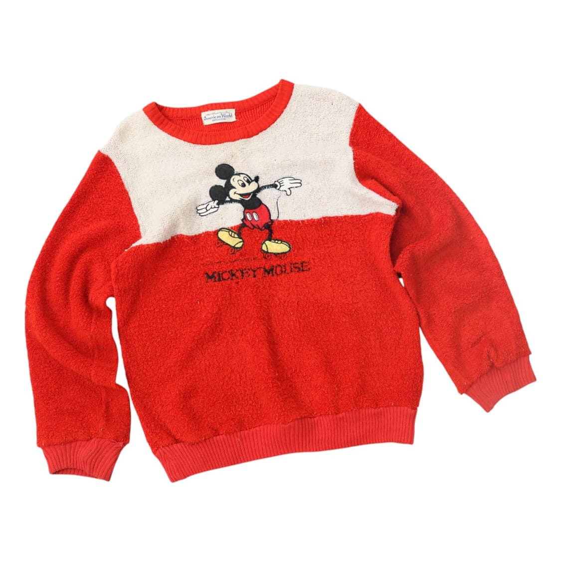  빈티지 미키 마우스 롤러스케이트 타월 니트 (L) 상품이미지1