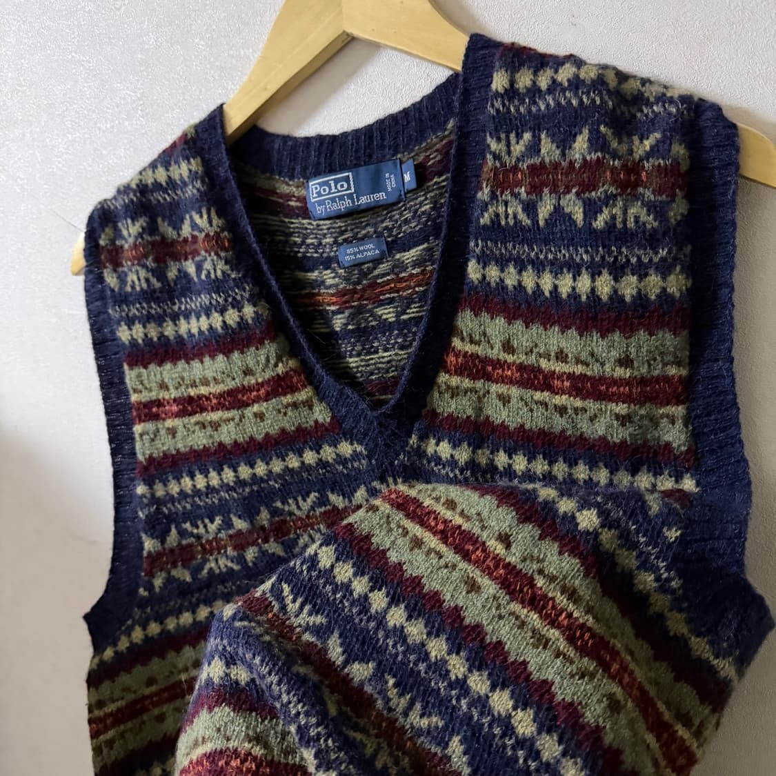 폴로 랄프로렌 알파카 울 체크 니트 베스트 M (95정도) 상품이미지4