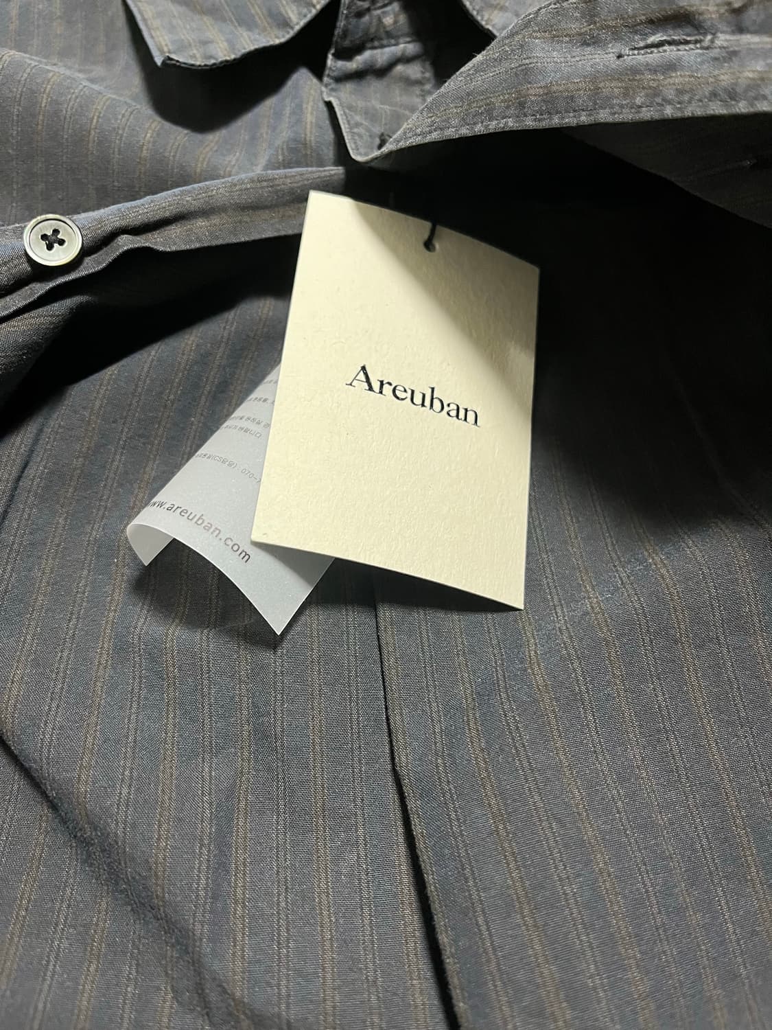 아르반 블루베리 스트라이프 셔츠 다이드 블루베이 2사이즈 새상품 상품이미지4