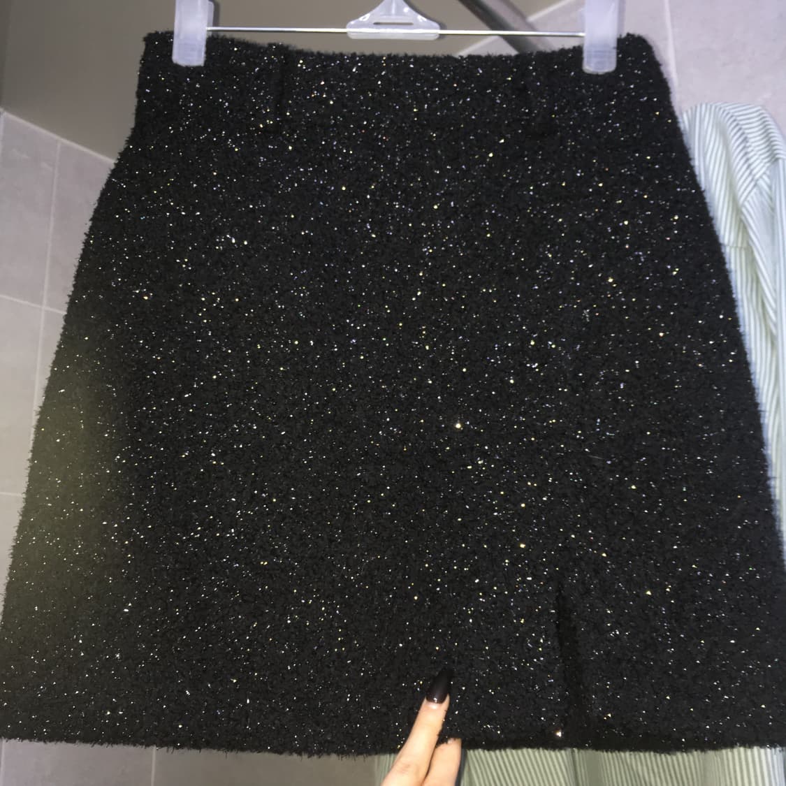 클라따 트위드 스커트 블랙 상품이미지7