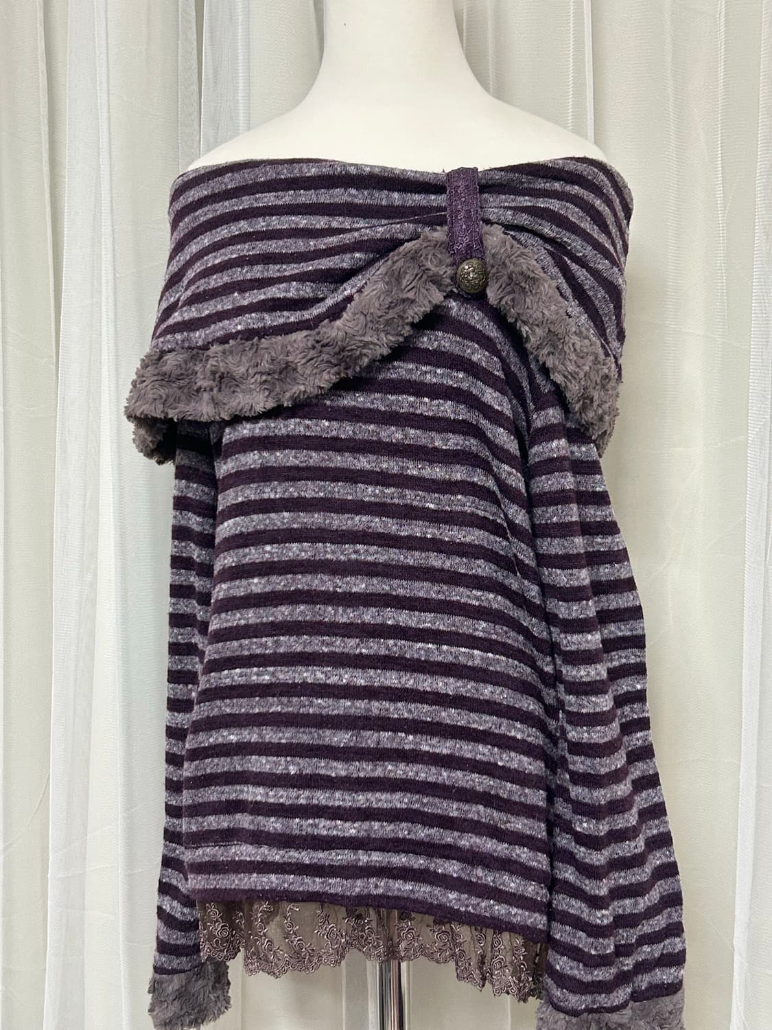 엑시즈팜 페어리 리본 오프숄더 니트 상품이미지2