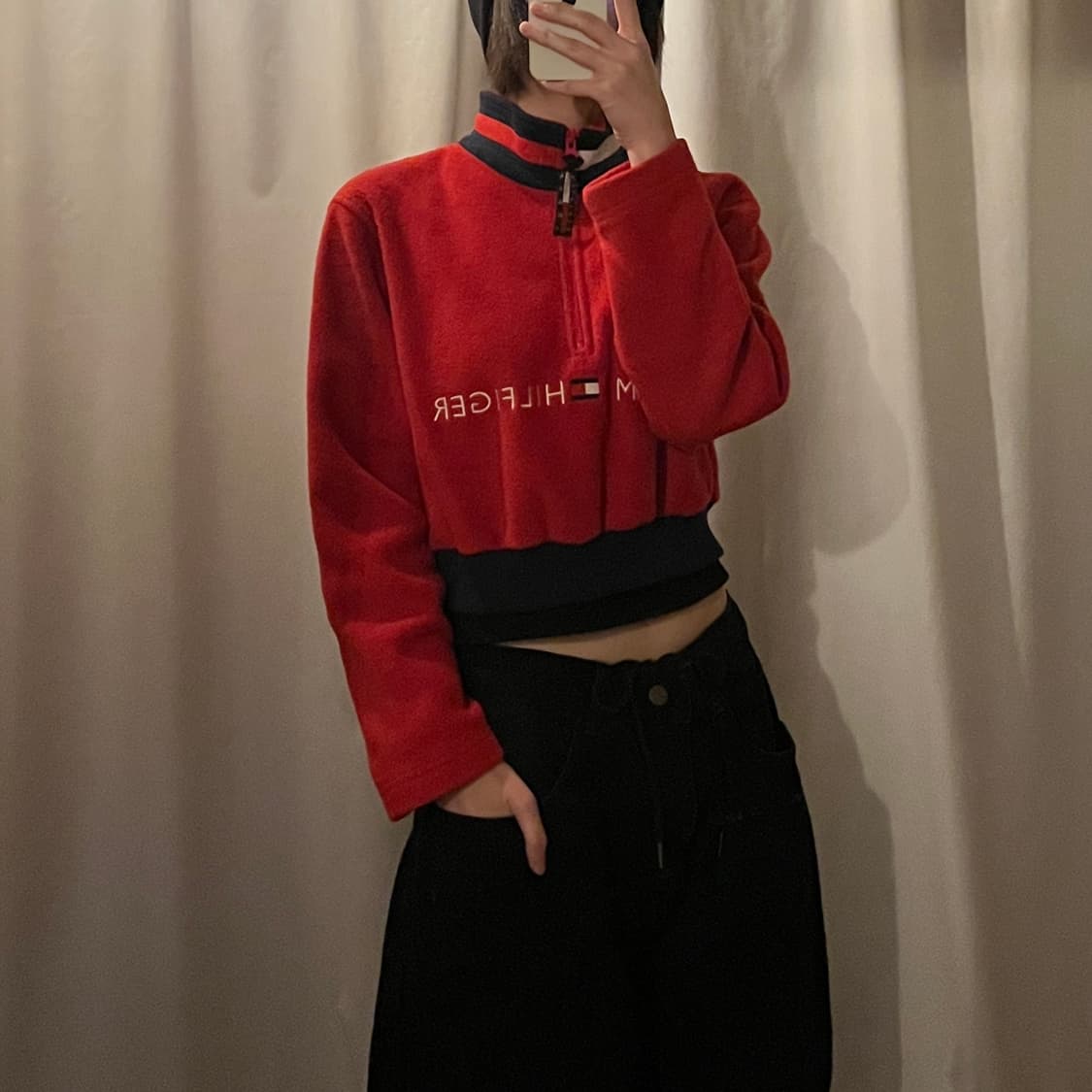 타미힐피거 크롭 반집업 플리스 상품이미지1