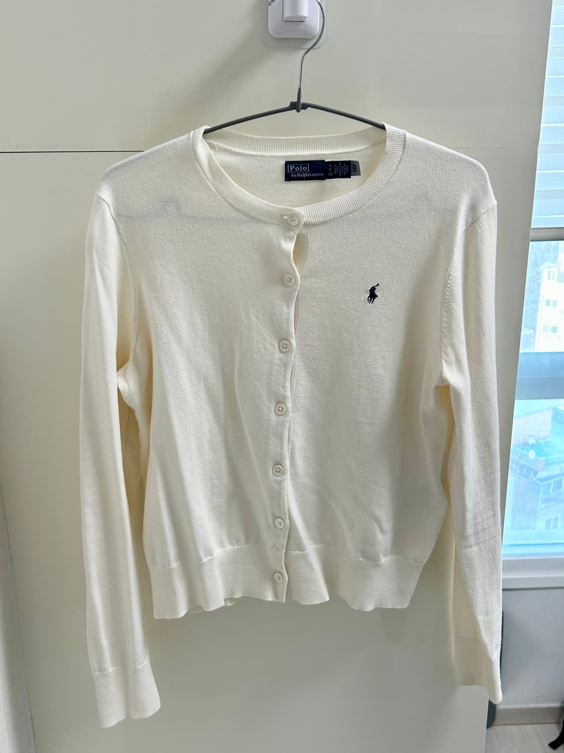 폴로 랄프로렌 여성 코튼 블렌드 가디건 S 크림색 상품이미지1