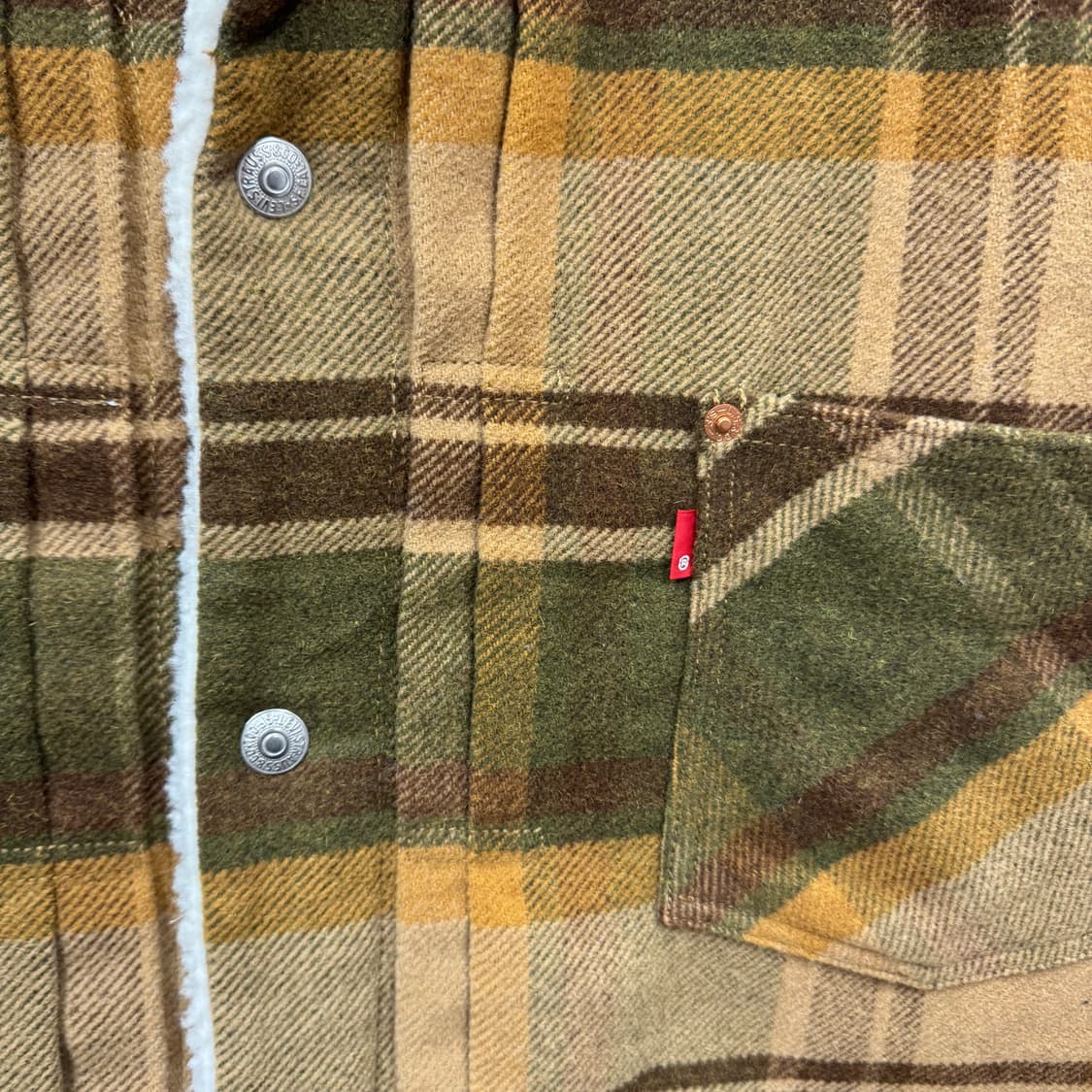 리바이스 타입 3 프리미엄 체크 쉐르파 트러커 자켓 베이지 XL 상품이미지5