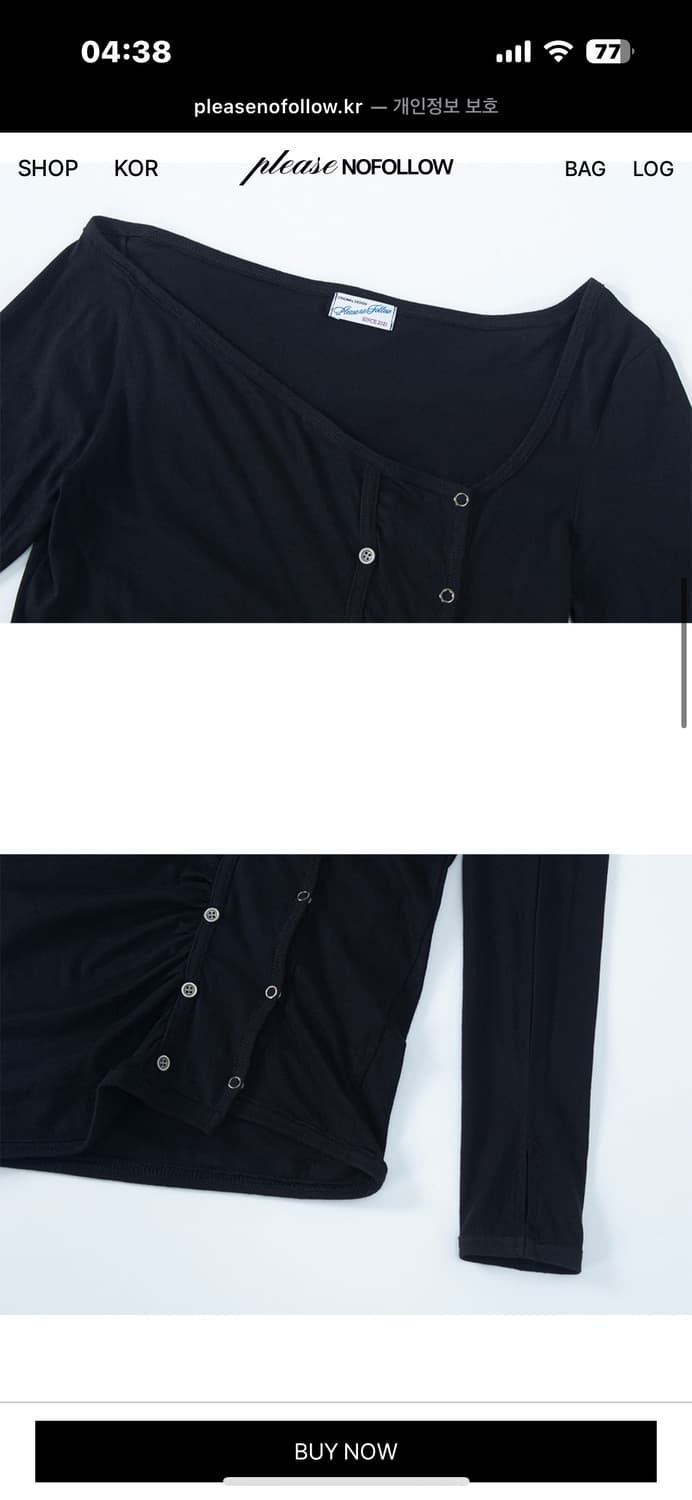 플리즈노팔로우 Dulce Unbal Button Long Sleeve T 상품이미지3