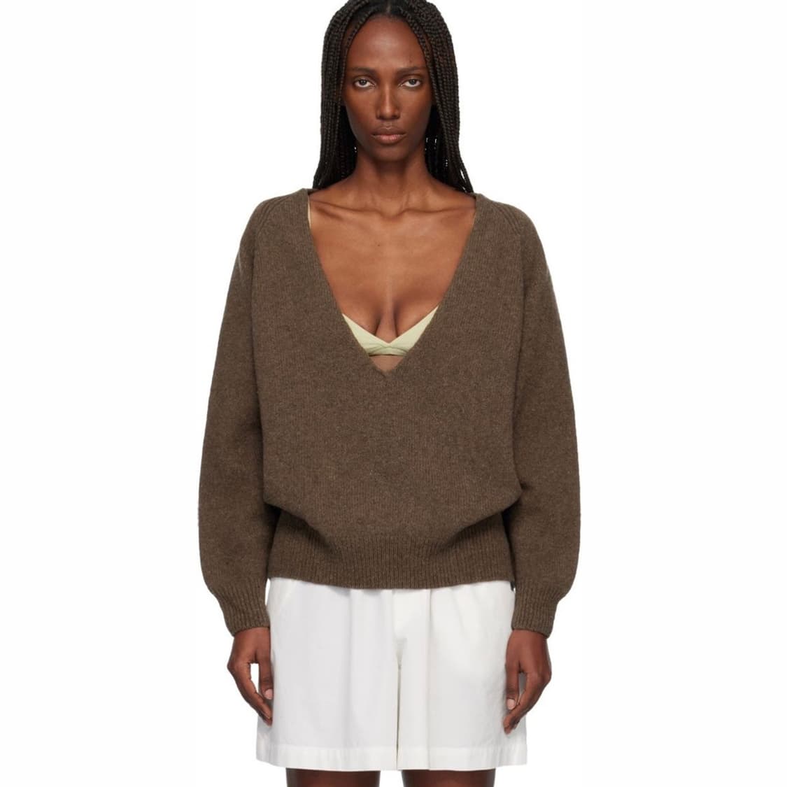 [M/L]베이스레인지 Soar 브이넥 니트/브라운 상품이미지1