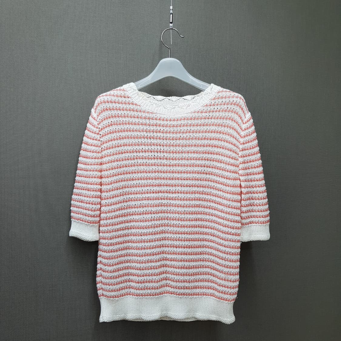 한섬 마인 스트라이프 반팔 니트 F사이즈 상품이미지1