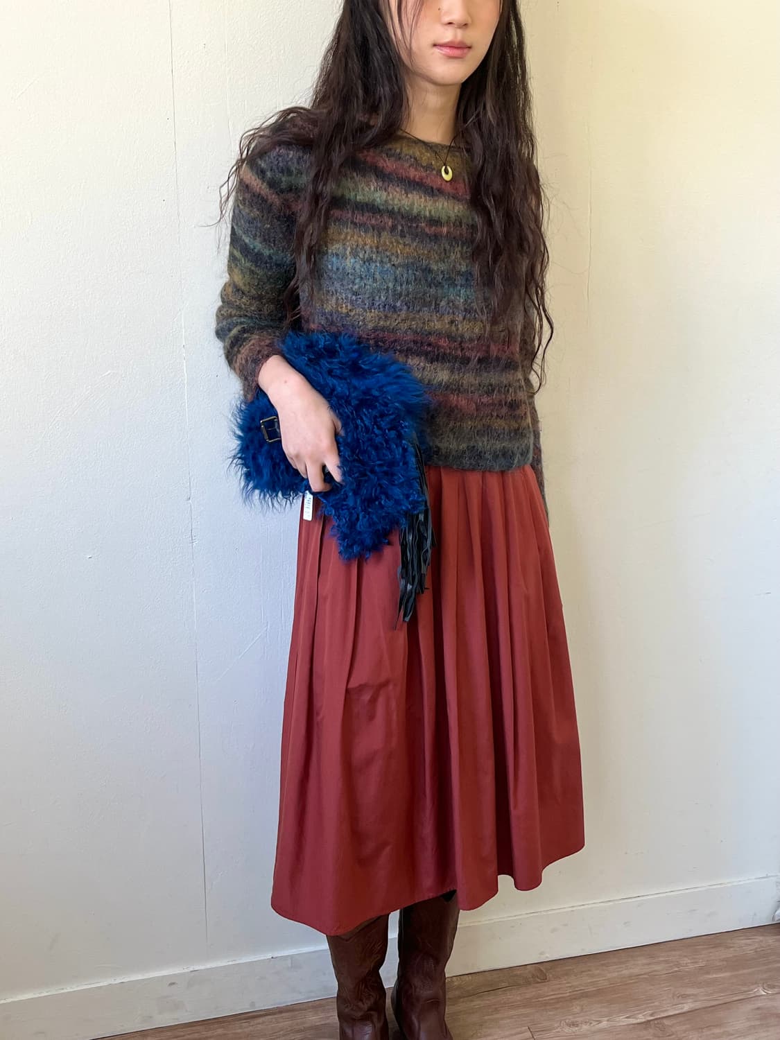 Japan vtg 양 프린지 머플러 상품이미지9