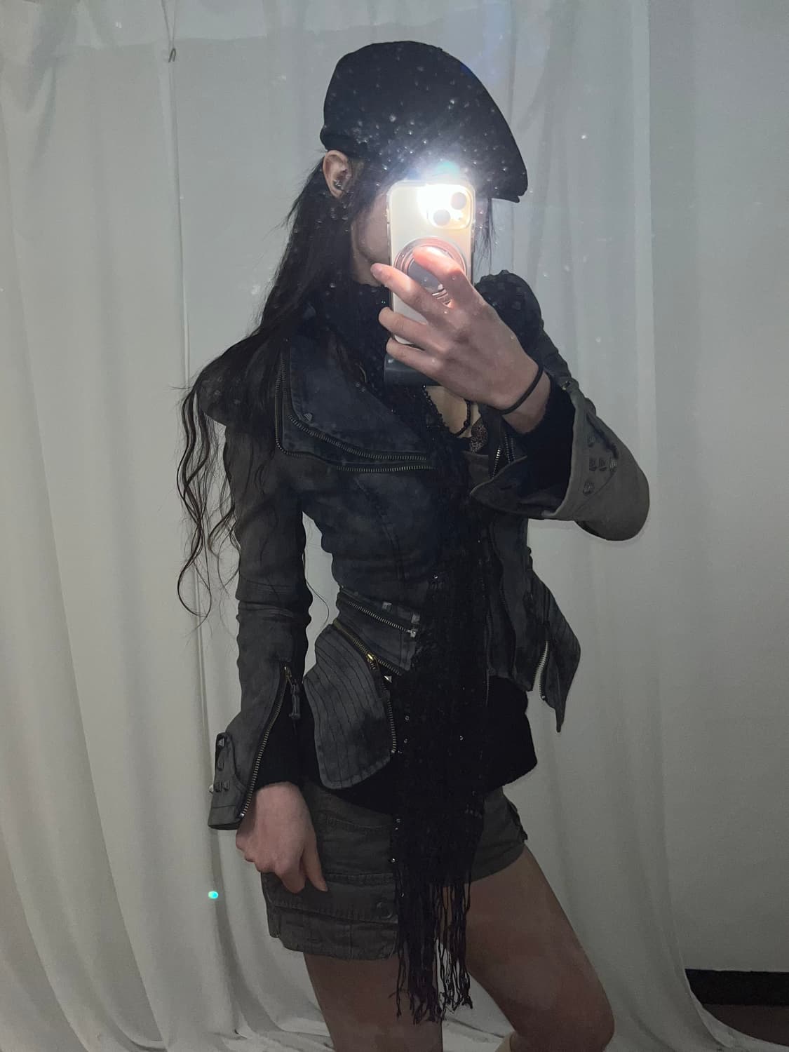 Y2K 그레이 데님 스터드 자켓 상품이미지8