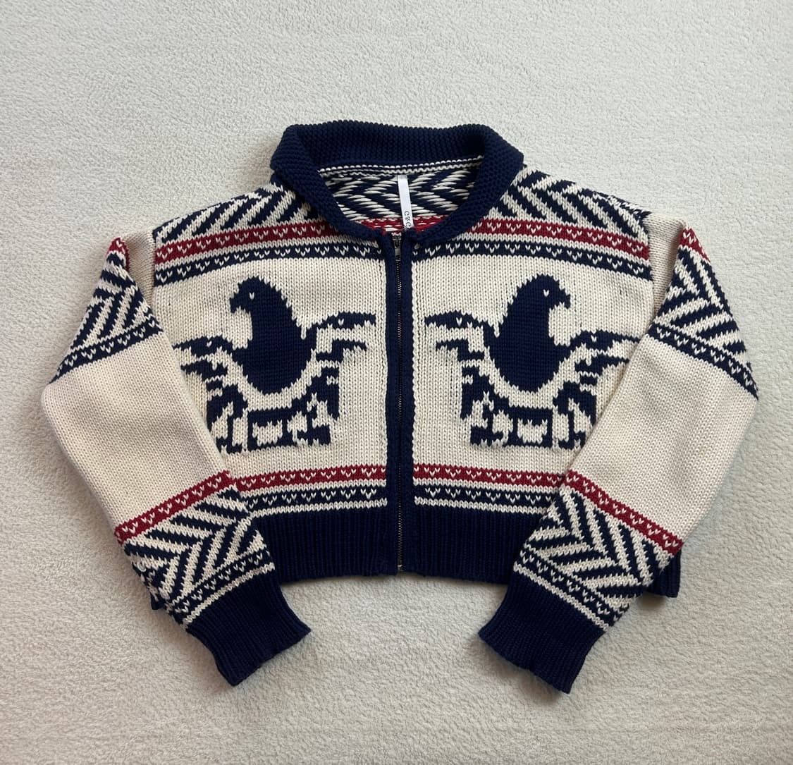 빈티지 크롭 니트집업 상품이미지1