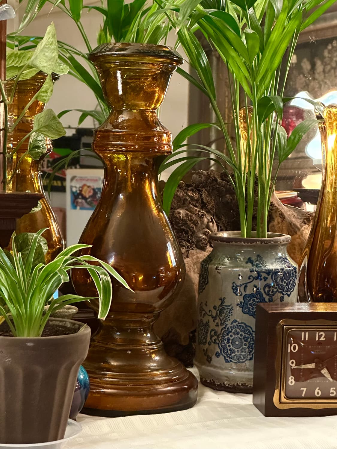 스페인 빈티지 리사이클 글라스 앰버 대형 화병 상품이미지4