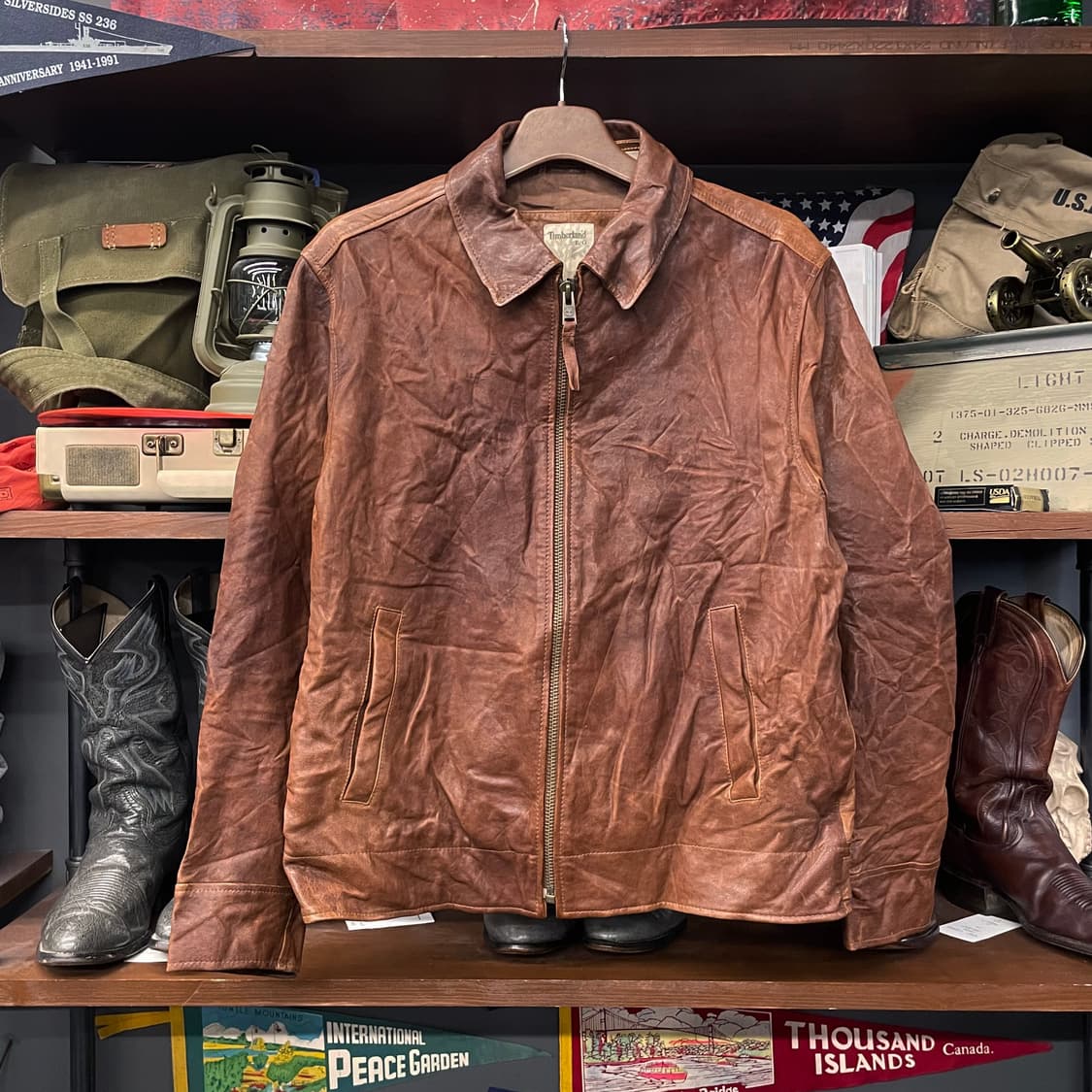 90s 팀버랜드 올드 레더 램스킨 가죽 자켓 상품이미지1